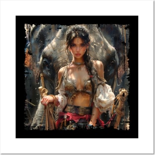 Vietnamese Girl with Elephant Realistic Posters and Art